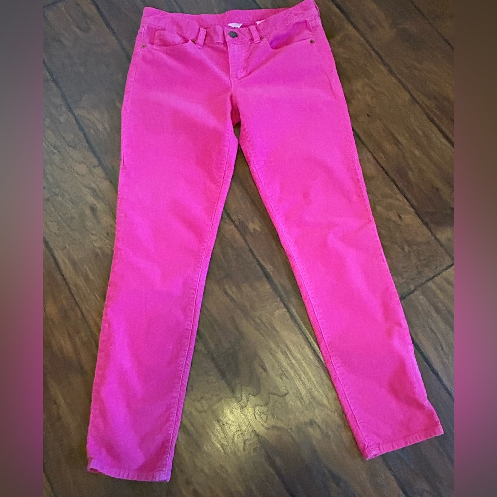 J. CREW Hot Pink Corduroy Cords Fitted Cropped Ankle Pants BOHO Barbie Sz 28